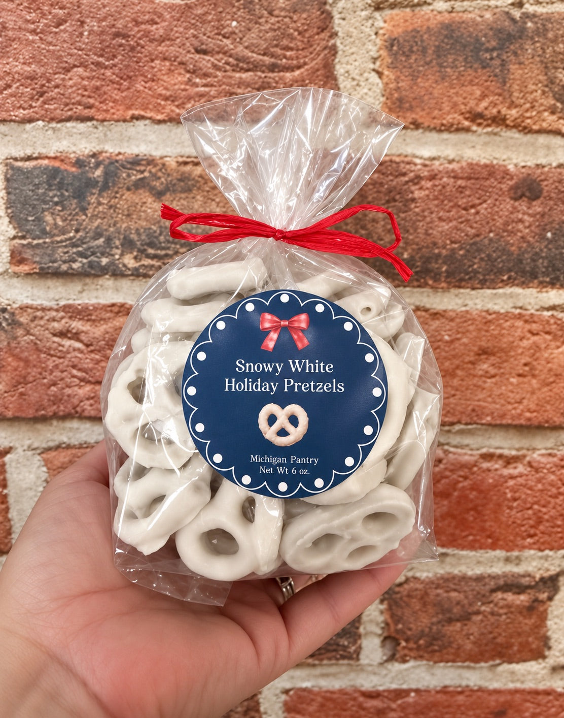 Frosty White Covered Pretzels | Michigan Made