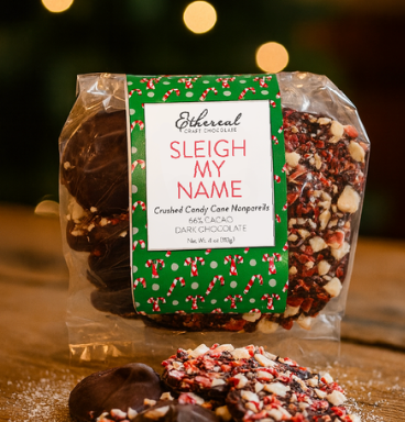 Sleigh My Name Dark Chocolate Candy Cane Nonpareils