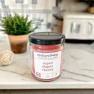 cherry candle. soy candle, cherry soy candle, Michigan made candle 